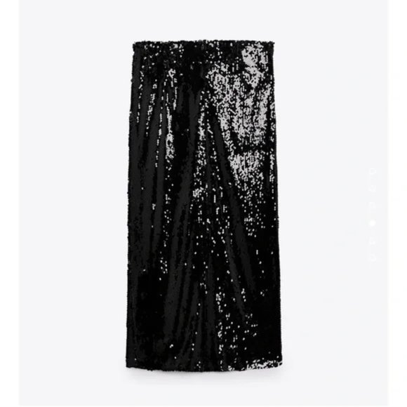 ZARA Ruched Sequin Skirt - Picture 7 of 12
